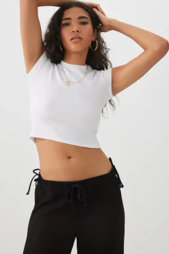 Rib Crew Neck Crop T-Shirt
