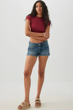 Rib Crew Neck Crop T-Shirt