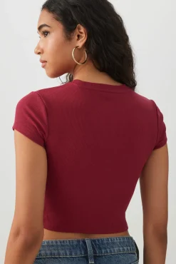 Rib Crew Neck Crop T-Shirt