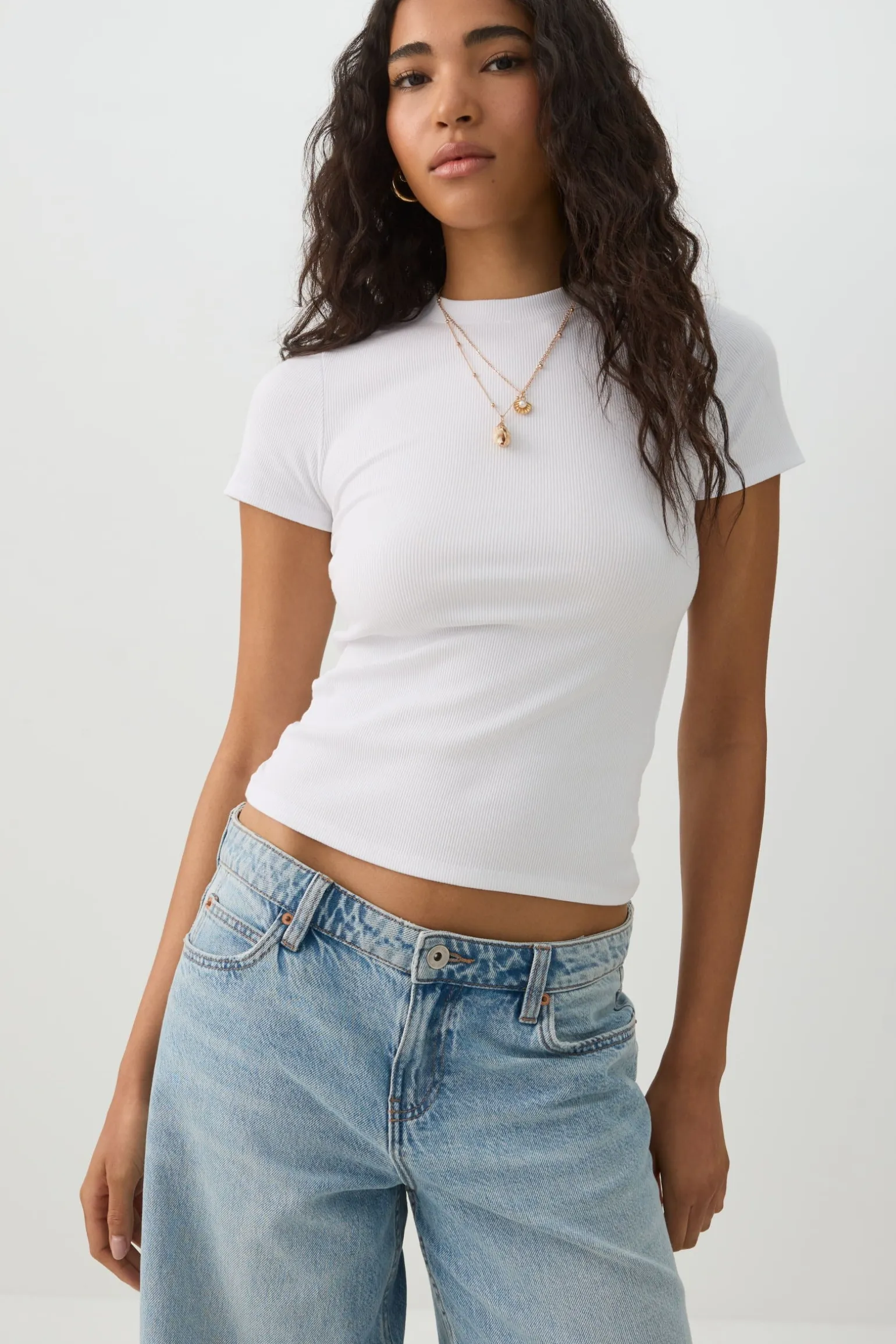 Rib Crew Neck T-Shirt
