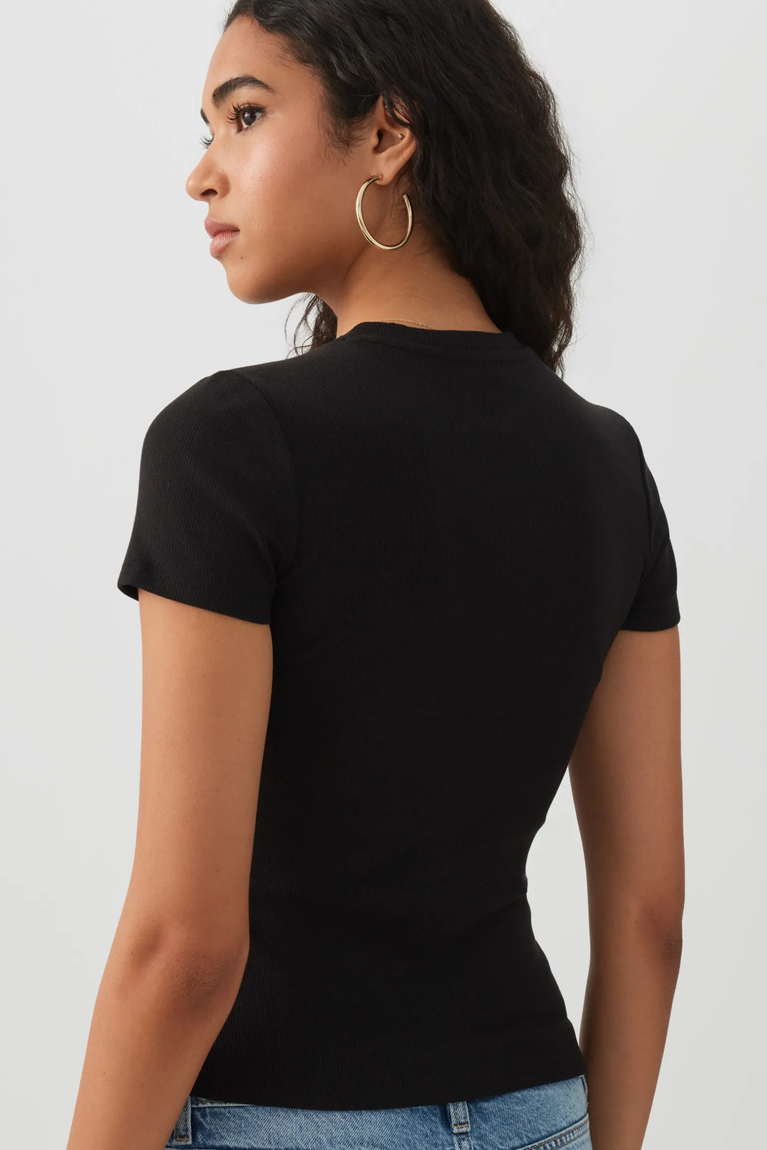 Rib Crew Neck T-Shirt