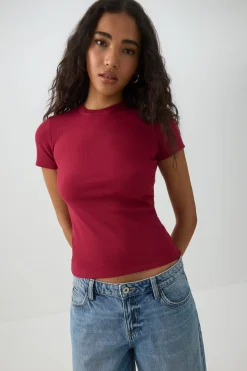 Rib Crew Neck T-Shirt