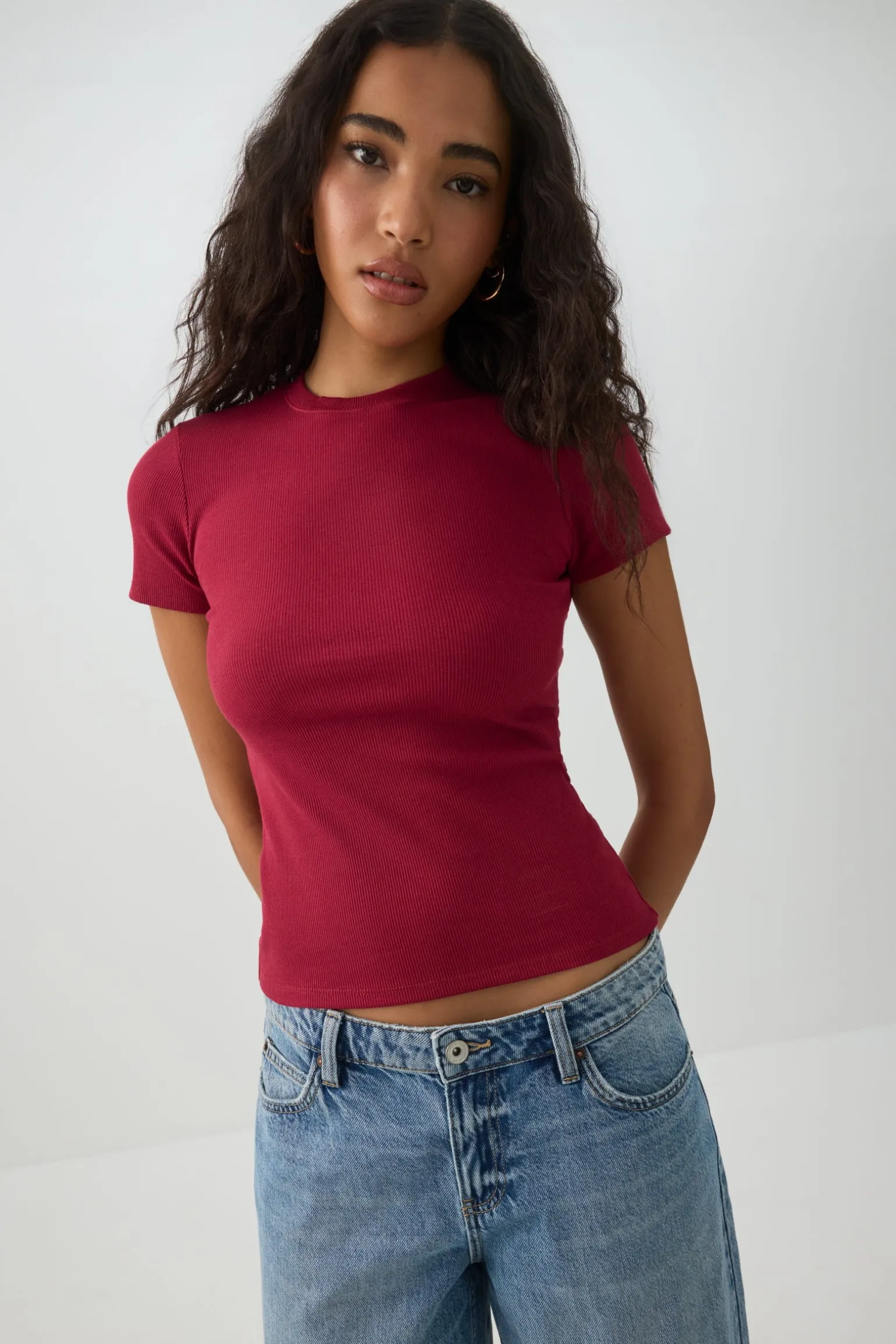 Rib Crew Neck T-Shirt