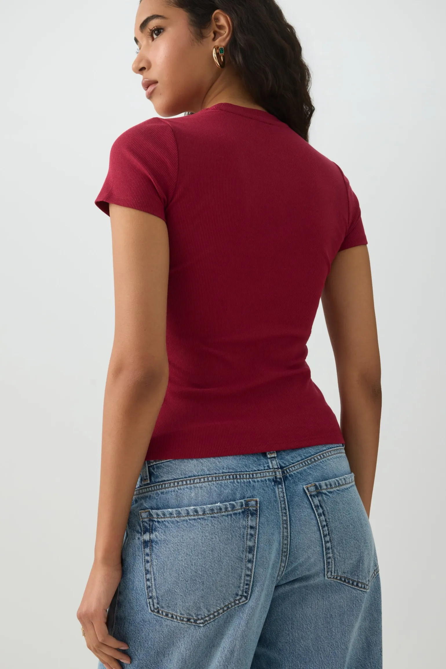 Rib Crew Neck T-Shirt