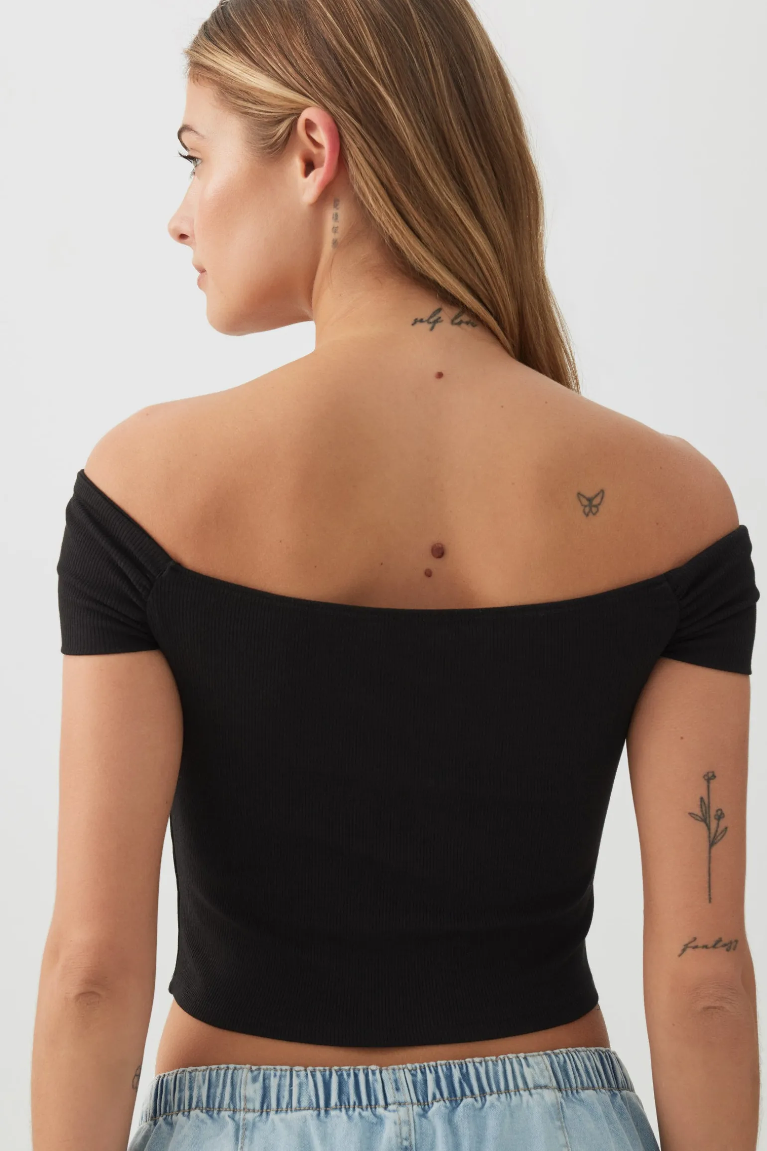 Rib Off Shoulder Crop Top