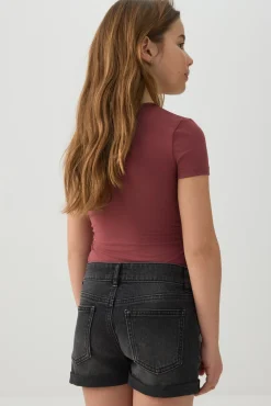Rolled-Hem Denim Shorts