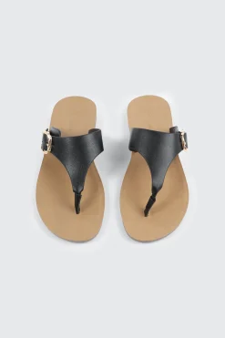 Round Toe Buckle Flat Sandals
