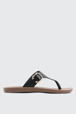 Round Toe Buckle Flat Sandals