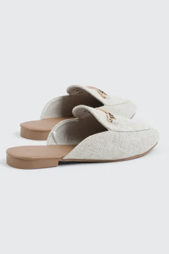 Round Toe Mules with Metal Ornament