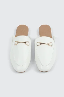 Round Toe Mules with Metal Ornament