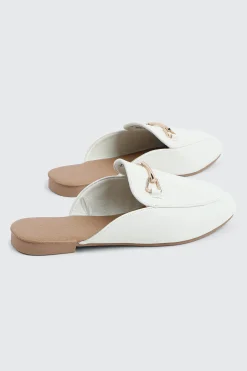 Round Toe Mules with Metal Ornament