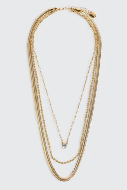 3-Row Assorted Chain Necklace
