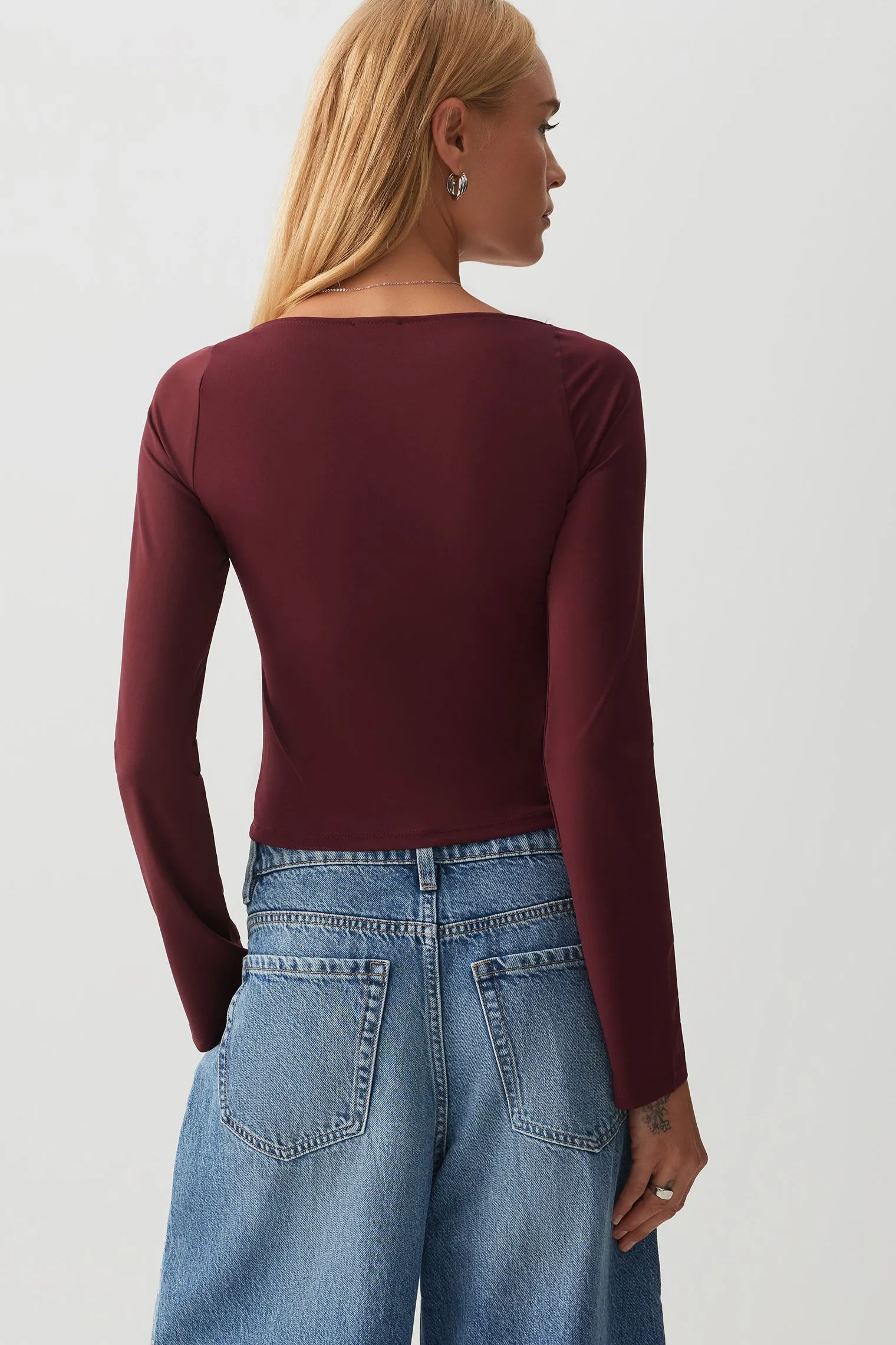 Ruched Bust Long Sleeve Top