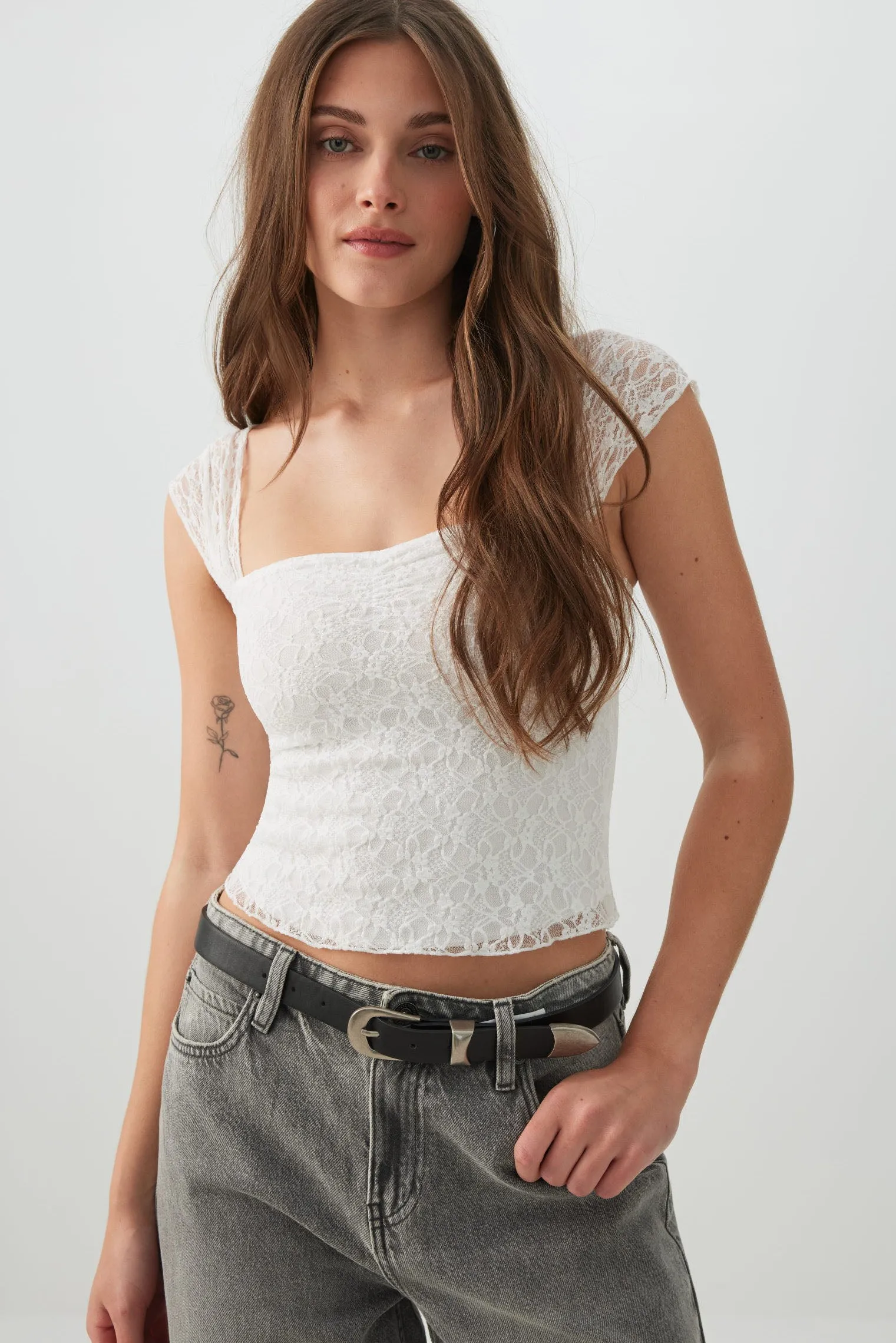 Ruched Lace Top
