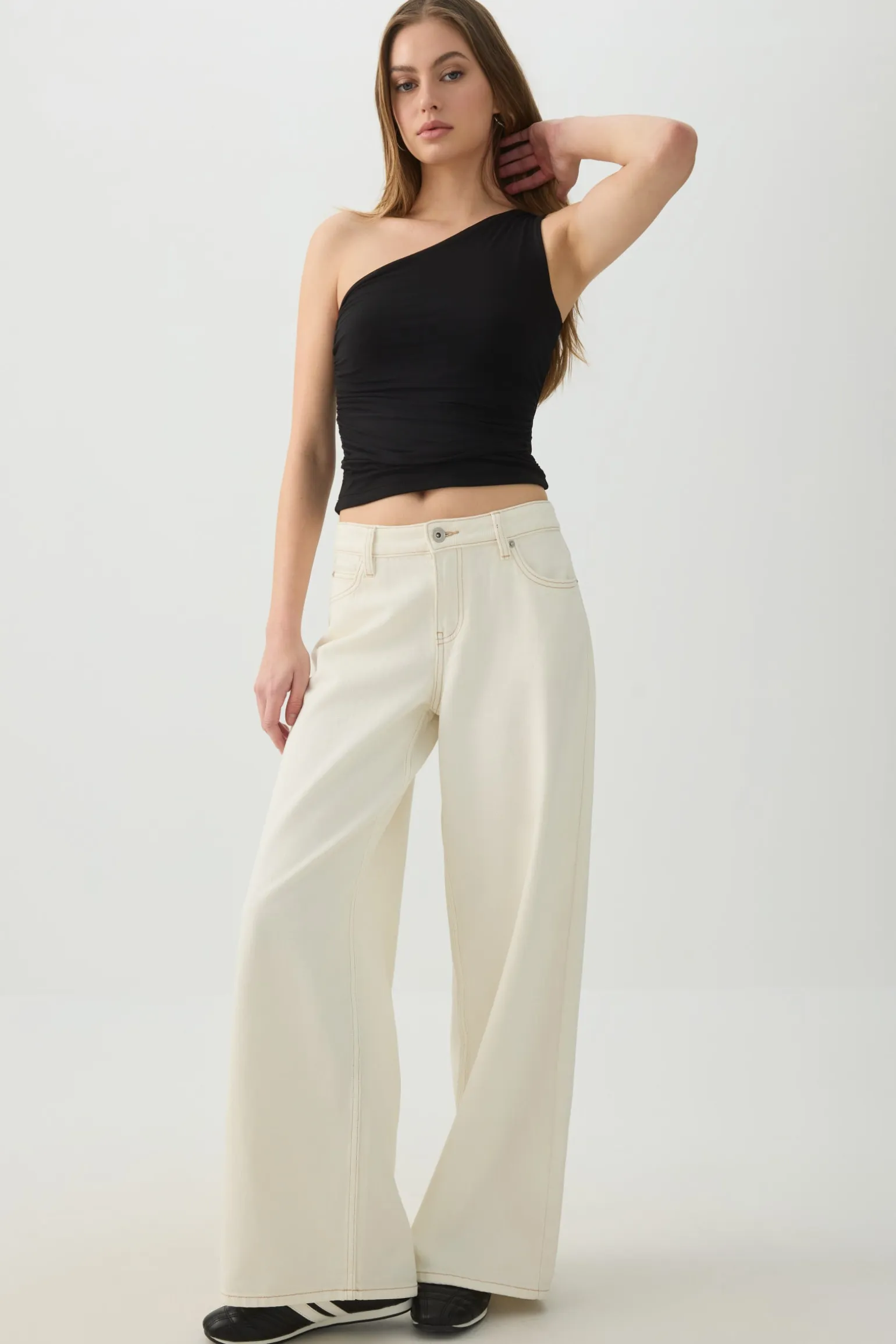 Ruched One Shoulder Tank Top