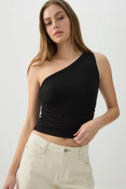 Ruched One Shoulder Tank Top