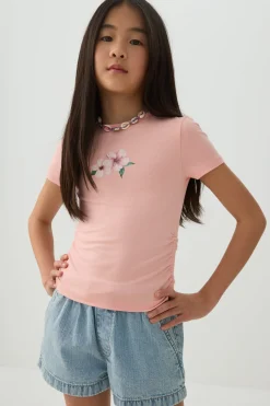 Ruched Side Printed T-Shirt