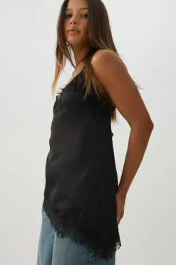 Satin Lace Trim Tunic