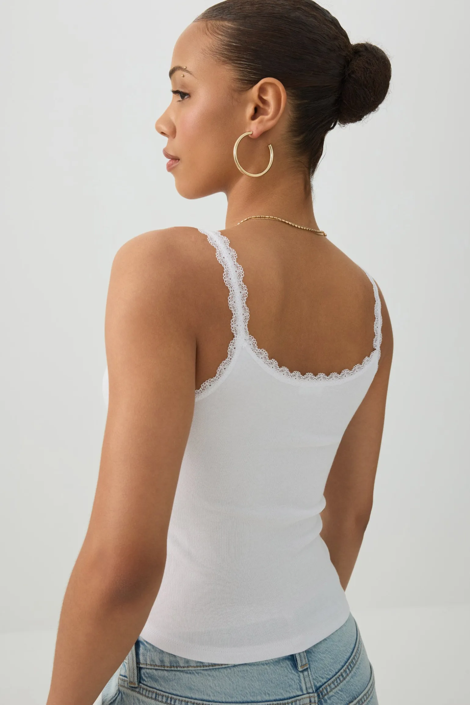 Scoop Neck Lace Trim Tank