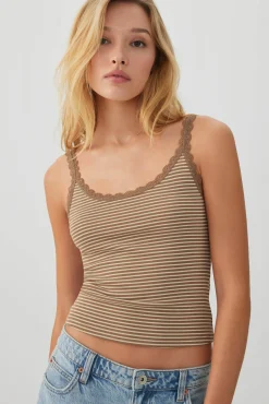 Scoop Neck Lace Trim Tank