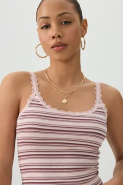 Scoop Neck Lace Trim Tank