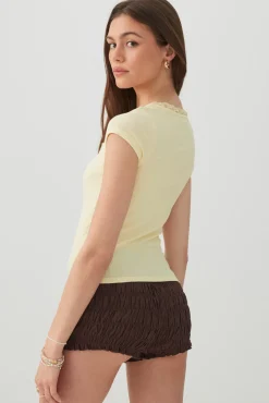 Scoop Neck T-Shirt with Lace Trim