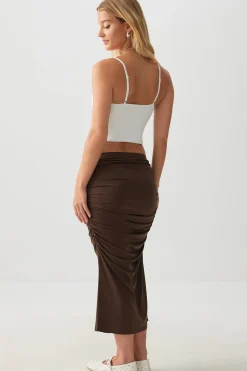 Sculpting Ruched Midi Skirt