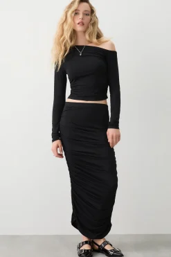 Sculpting Ruched Midi Skirt