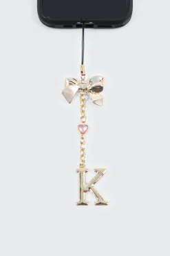 Shiny Letter K Phone Charm with Bow