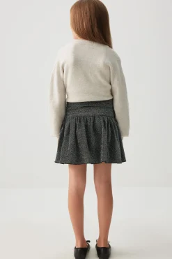 Shirred Waist Shiny Mini Skirt