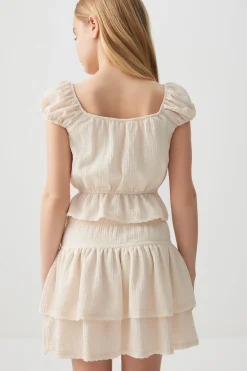 Short Tiered Skirt with Lace Trims