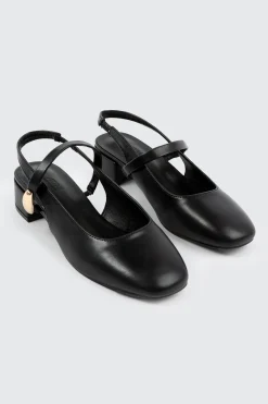 Slingback Shoes with Metal Ornament