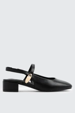 Slingback Shoes with Metal Ornament