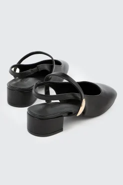Slingback Shoes with Metal Ornament