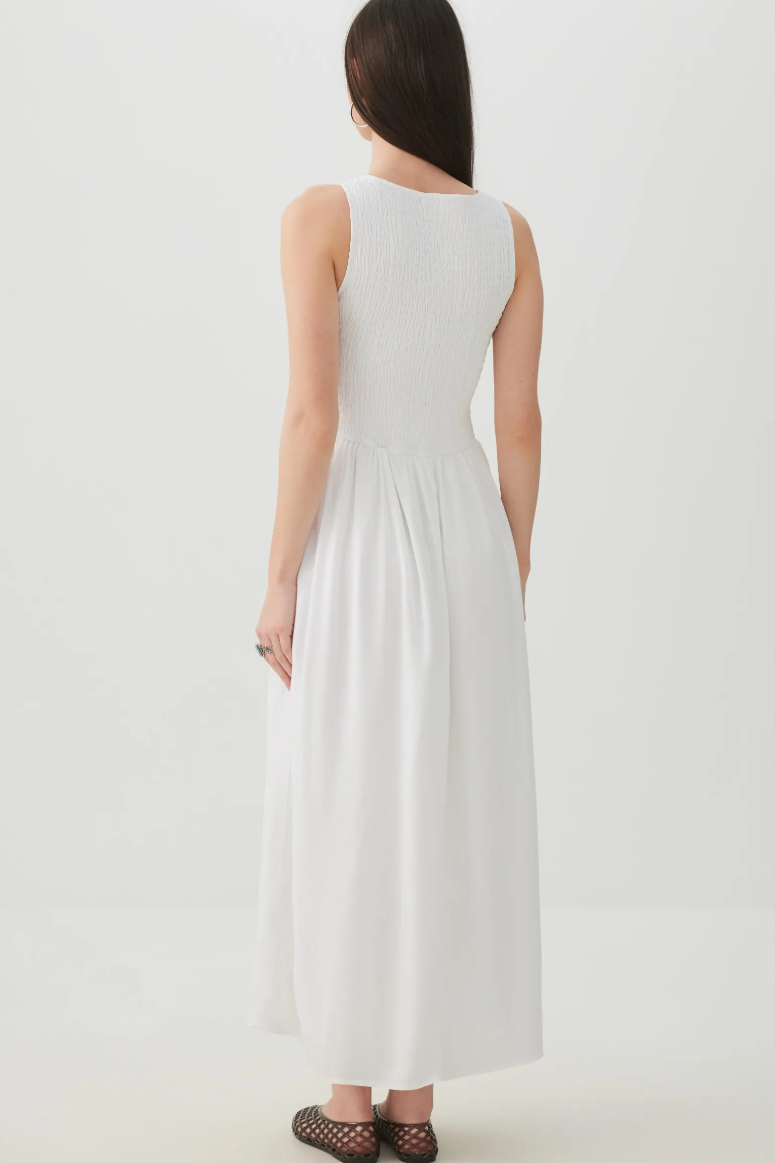 Smocked Halter Midi Dress