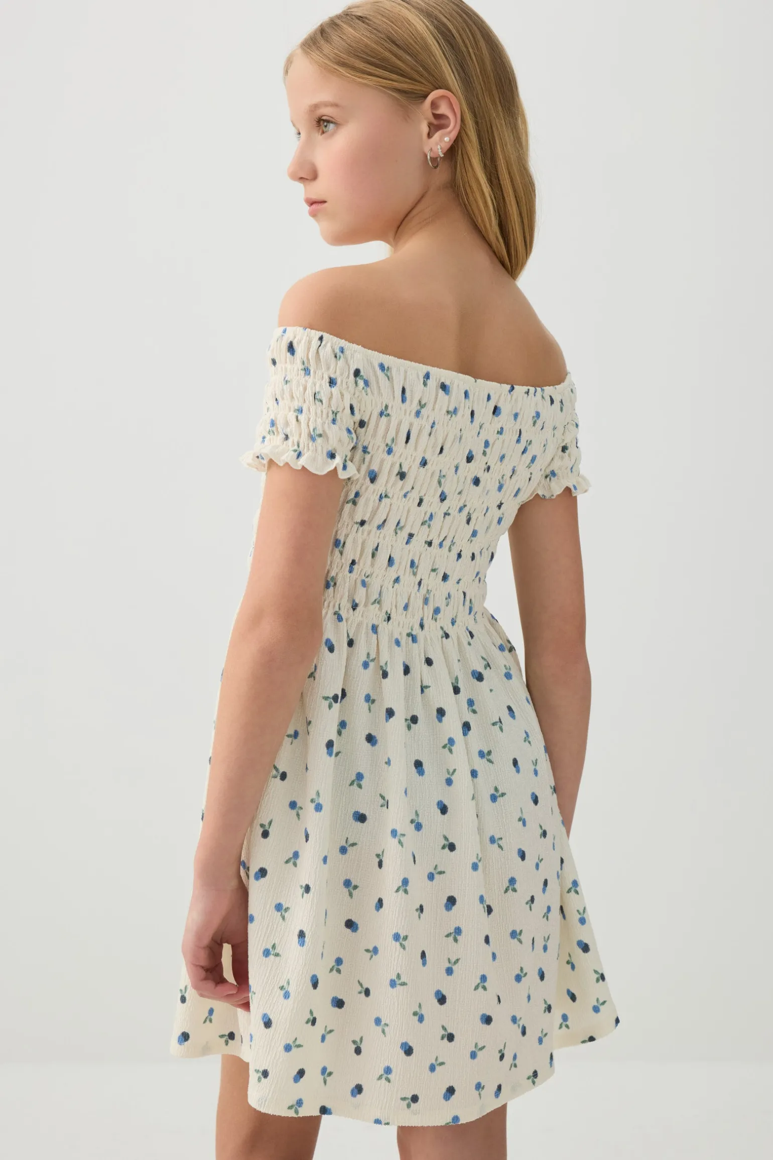 Smocked Off Shoulder Dress