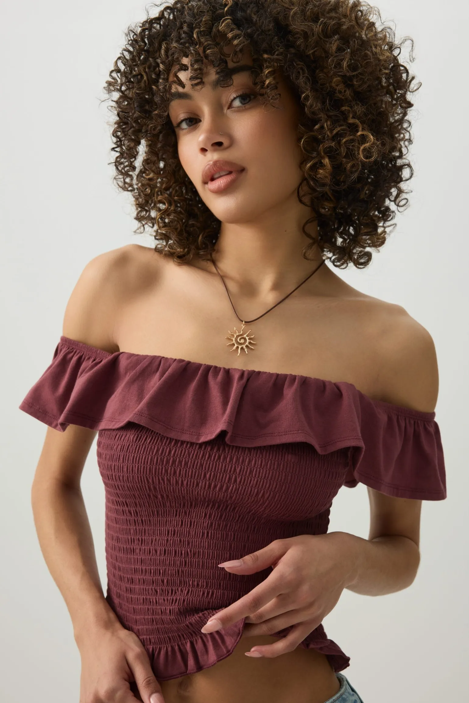 Smocked Off-Shoulder Top