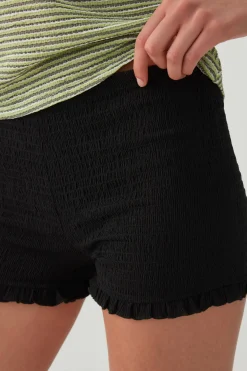 Smocked Ruffled Knit Shorts