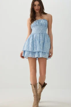 Smocked Strapless Mini Dress