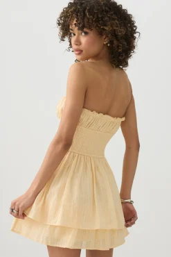 Smocked Strapless Mini Dress