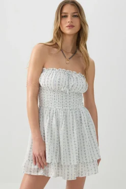Smocked Strapless Mini Dress