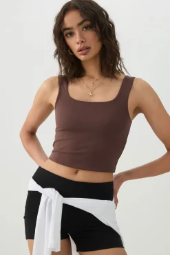 Soft Cropped Double Layer Tank Top