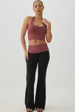 Soft Fold Over Waist Flare Leggings
