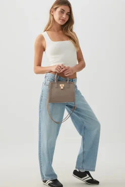 Square Handbag with Padlock Detail