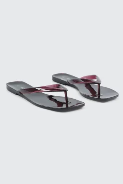 Square Toe Jelly Flip Flops