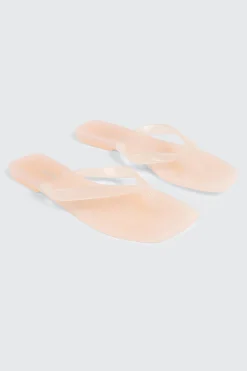 Square Toe Jelly Flip Flops