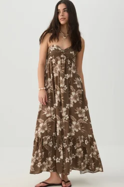 Strapless Floral Maxi Dress