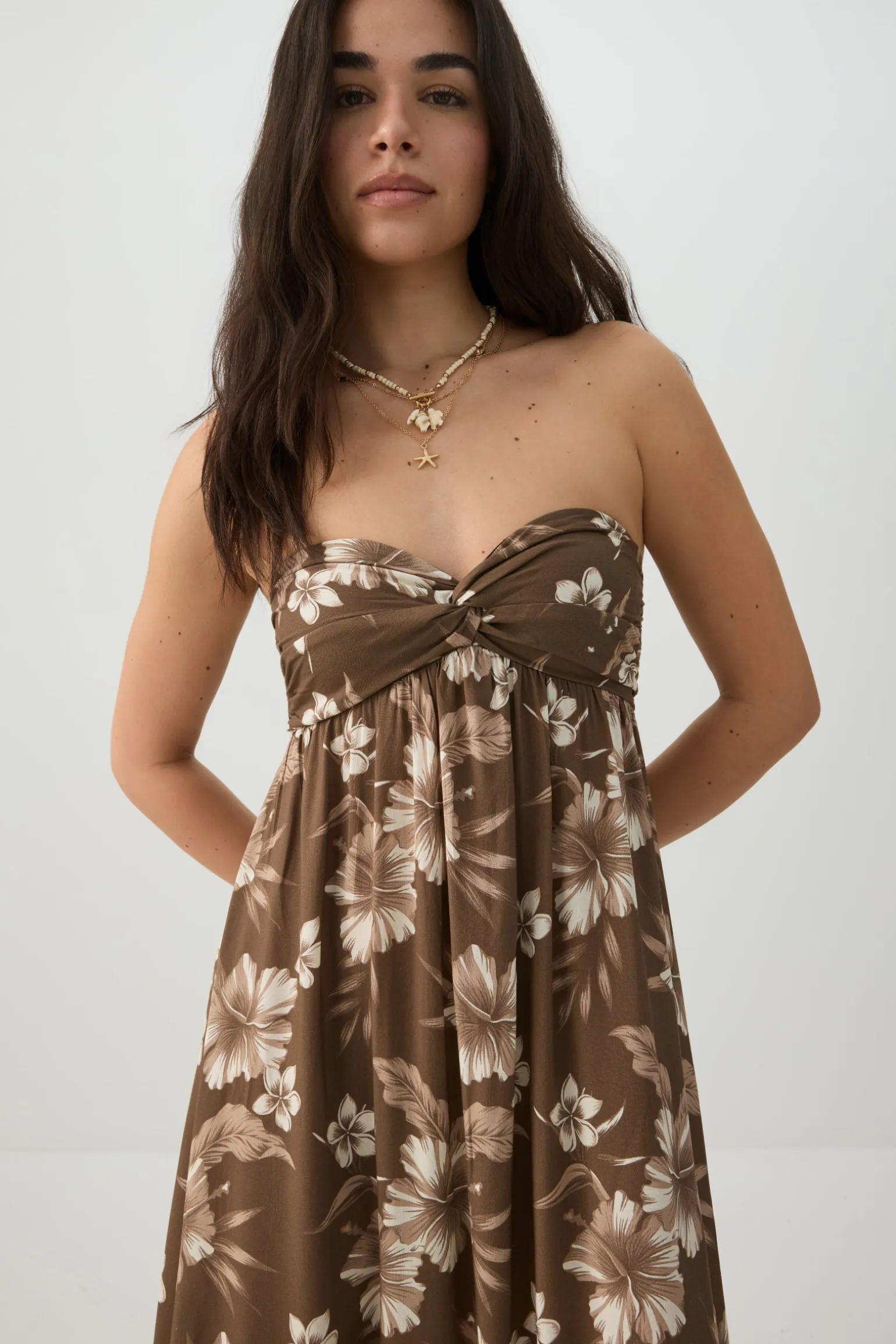 Strapless Floral Maxi Dress