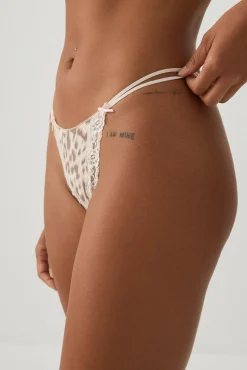 Strappy Thong with Lace Detail