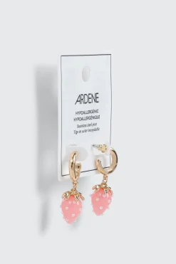 Strawberry Pearl Hoop Earrings